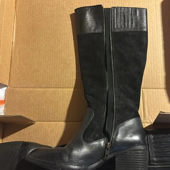 Born black suede leather tall boot Uchee F73809 riding equestrian knee high - Picture 3 of 7